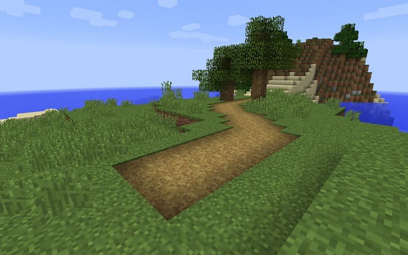 Как сделать дорожки из травы в Minecraft1
